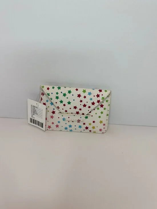 Urban Outfitters White Star Print Card Wallet Rainbow NWT - Picture 2 of 3